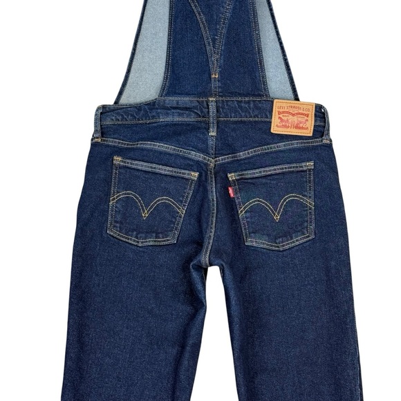 Levis Overalls Womens Small Classic Retro Denim Bib Farmer Workwear Dark Wash - Picture 7 of 10